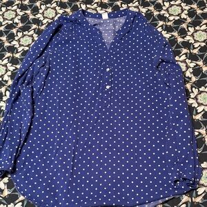 Old Navy Blue Top with White Dots women size L